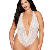 Plunge Lace Teddy w. Removable Pearl Harness
