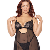 Leopard Print Stretch Mesh Babydoll w. Chain Details