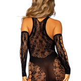 Lace & Net Racerback Mini Dress & Gloves