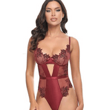 Nina Wax Coated Embroidery Underwire Teddy