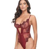 Nina Wax Coated Embroidery Underwire Teddy