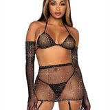 Leg Avenue Rhinestone Tri Top Garter Set