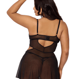 Nova Blacklight Reactive Floral Embroidered Babydoll & G-String Set