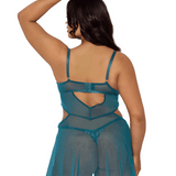 Nova Blacklight Reactive Floral Embroidered Babydoll & G-String Set