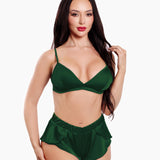 Stretch Satin Bralette & Flutter Short Set