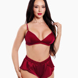 Stretch Satin Bralette & Flutter Short Set