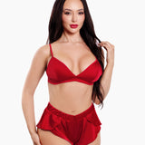 Stretch Satin Bralette & Flutter Short Set