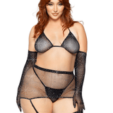 Leg Avenue Rhinestone Tri Top Garter Set