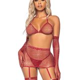 Leg Avenue Rhinestone Tri Top Garter Set