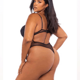 Underwire Lace Plunge Teddy w. Boning