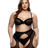 Millennium Fishnet & Wide Elastic Bra, Thong & Garter Chaps
