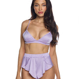 Stretch Satin Bralette & Flutter Short Set