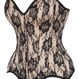 Satin Lace Overlay Steel Boned Corset