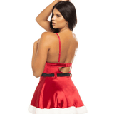 Velvet Santa Babydoll with Faux Fur Trim & Santa Hat