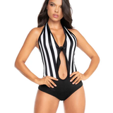 Sexy Referee Tie Front Halter Romper