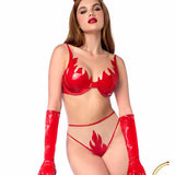 Devil Vinyl Flame Underwire Bra & HW Panty w. Headband
