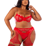 Midnight Minx Bra, Thong & Garter Chaps Set