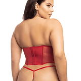 Boned Velvet Bustier with Fur Trim, Matching G-String Set