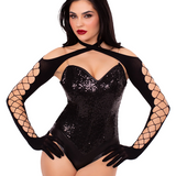 Net & Opaque Cross Over Halter Shrug